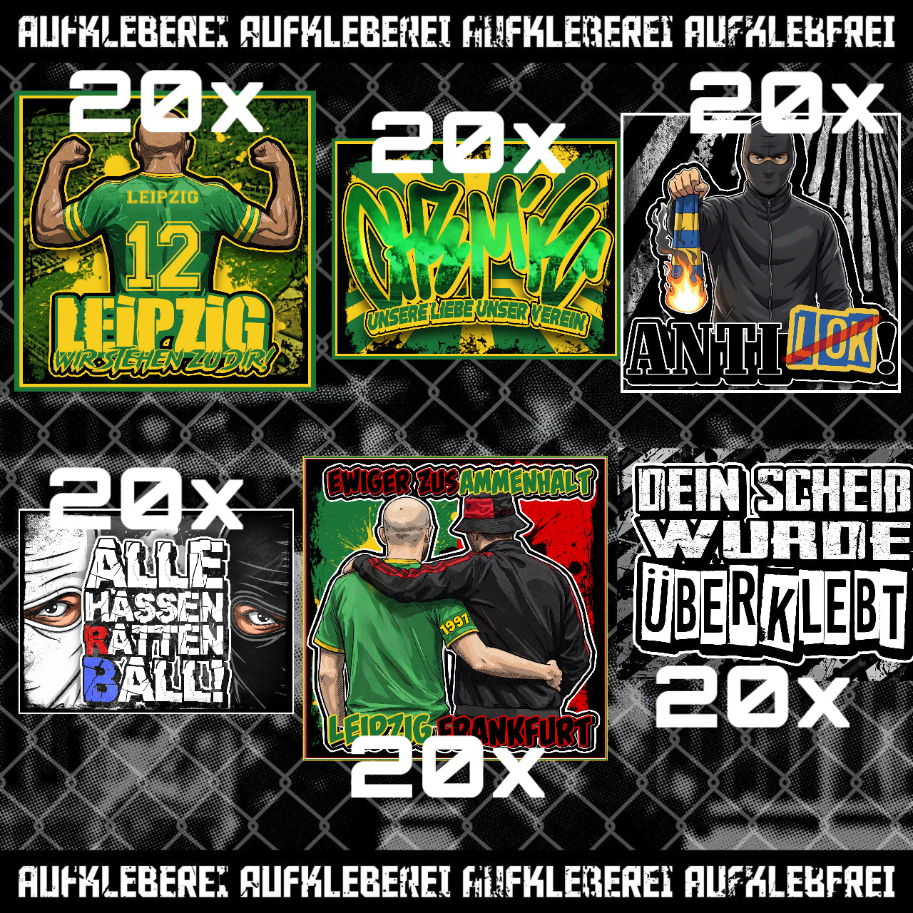 Leipzig Grün Weiß 19,99 Euro Aufkleber Sparset