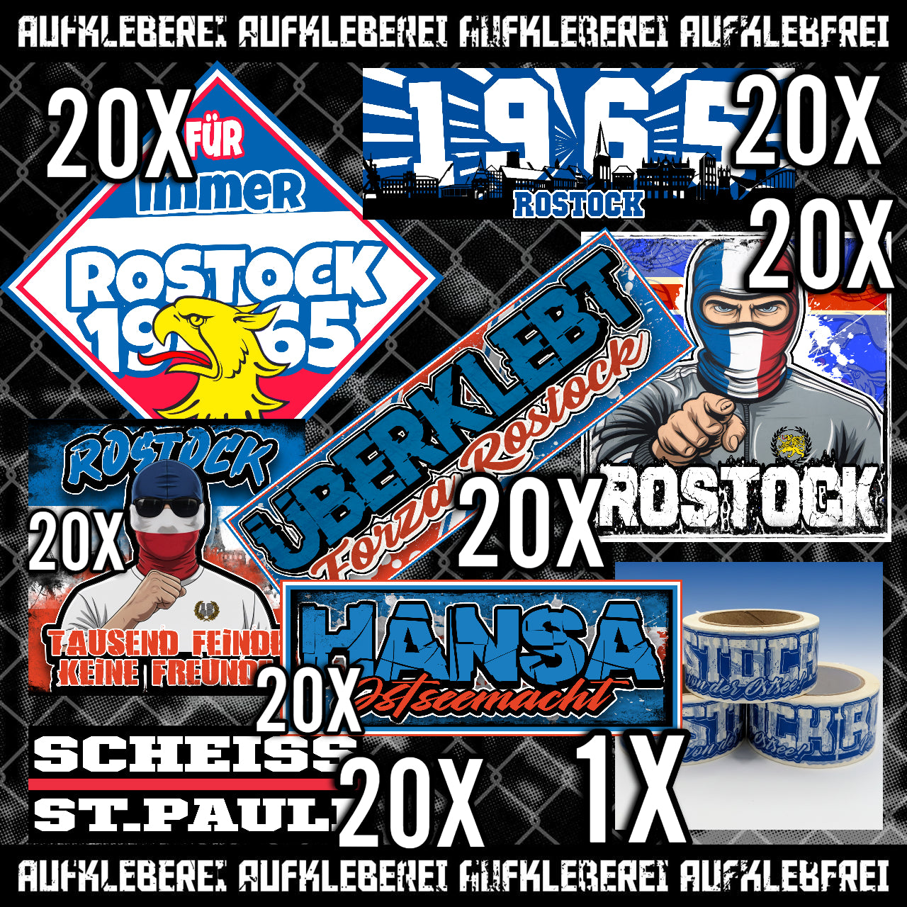 Rostock - Gib mir alles Aufkleber Paket